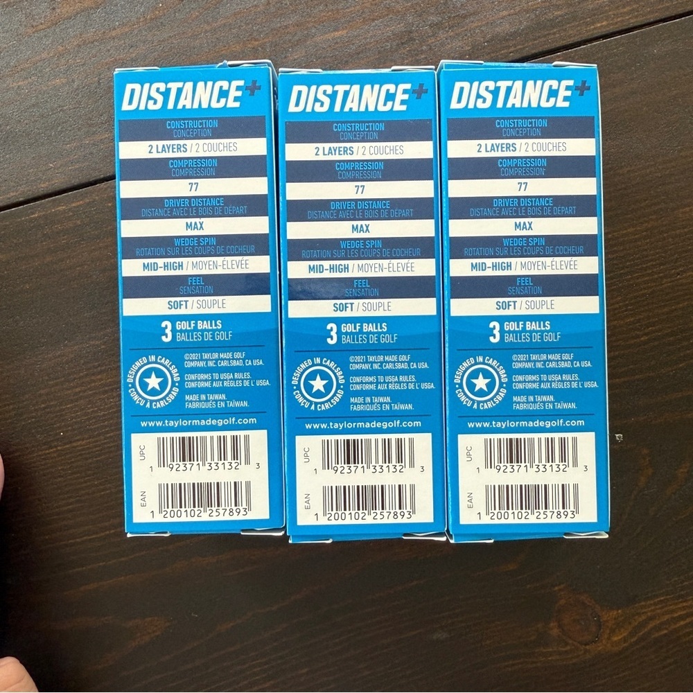 📀 Taylor Made Distance+ Box of 3 White Golf Balls Lot of 3 New - Picture 2 of 4